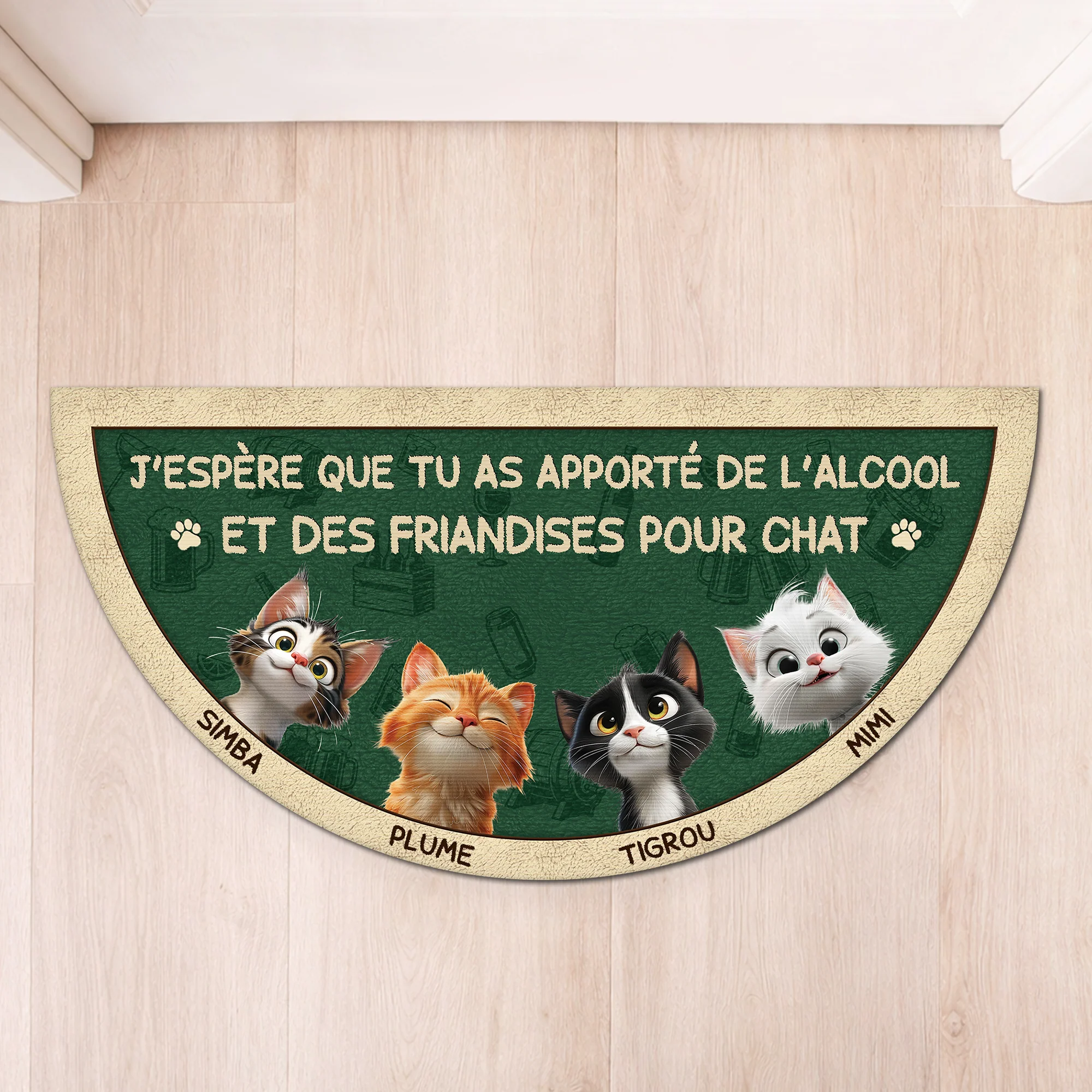 Paillasson Forme Originale Personnalisé Avec Chat - Alcool Et Des Friandises