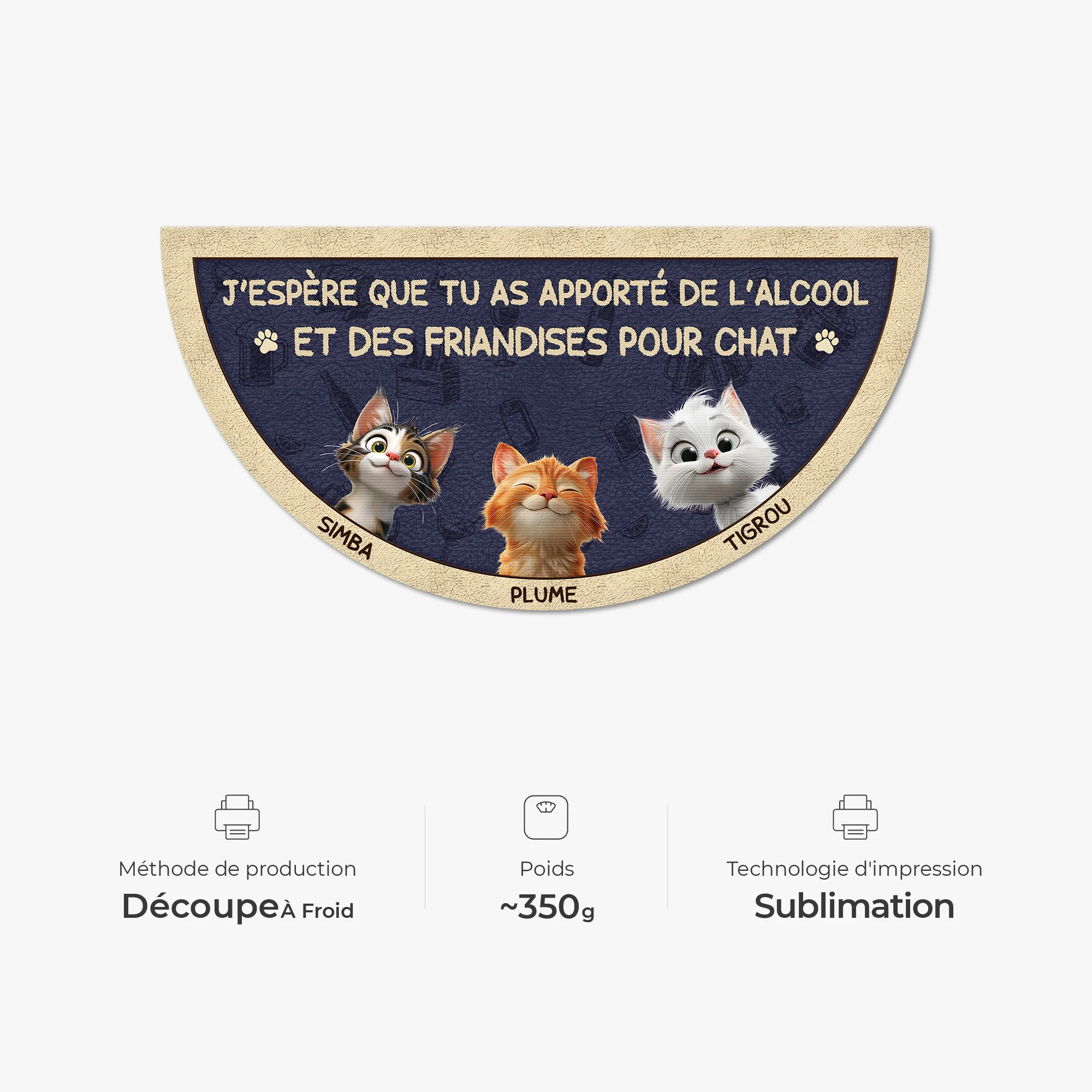 Paillasson Forme Originale Personnalisé Avec Chat - Alcool Et Des Friandises - Image 4