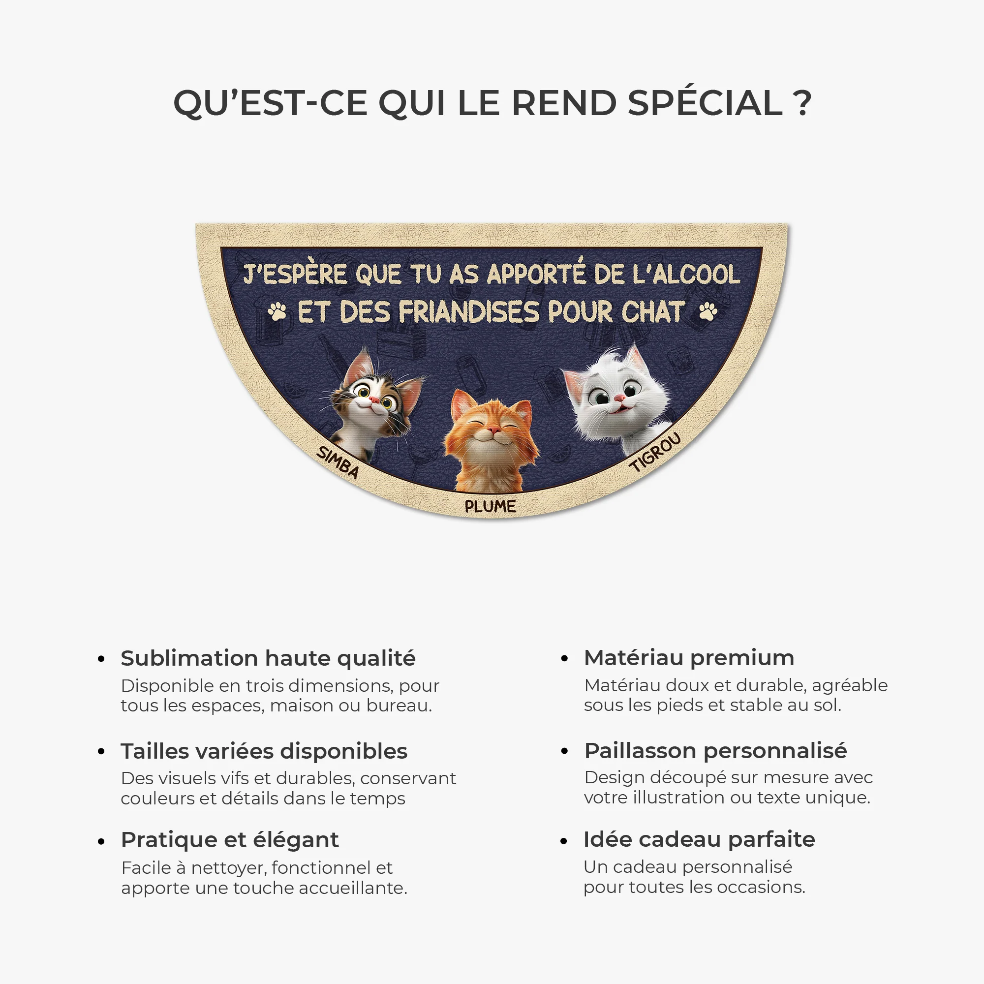 Paillasson Forme Originale Personnalisé Avec Chat - Alcool Et Des Friandises - Image 6