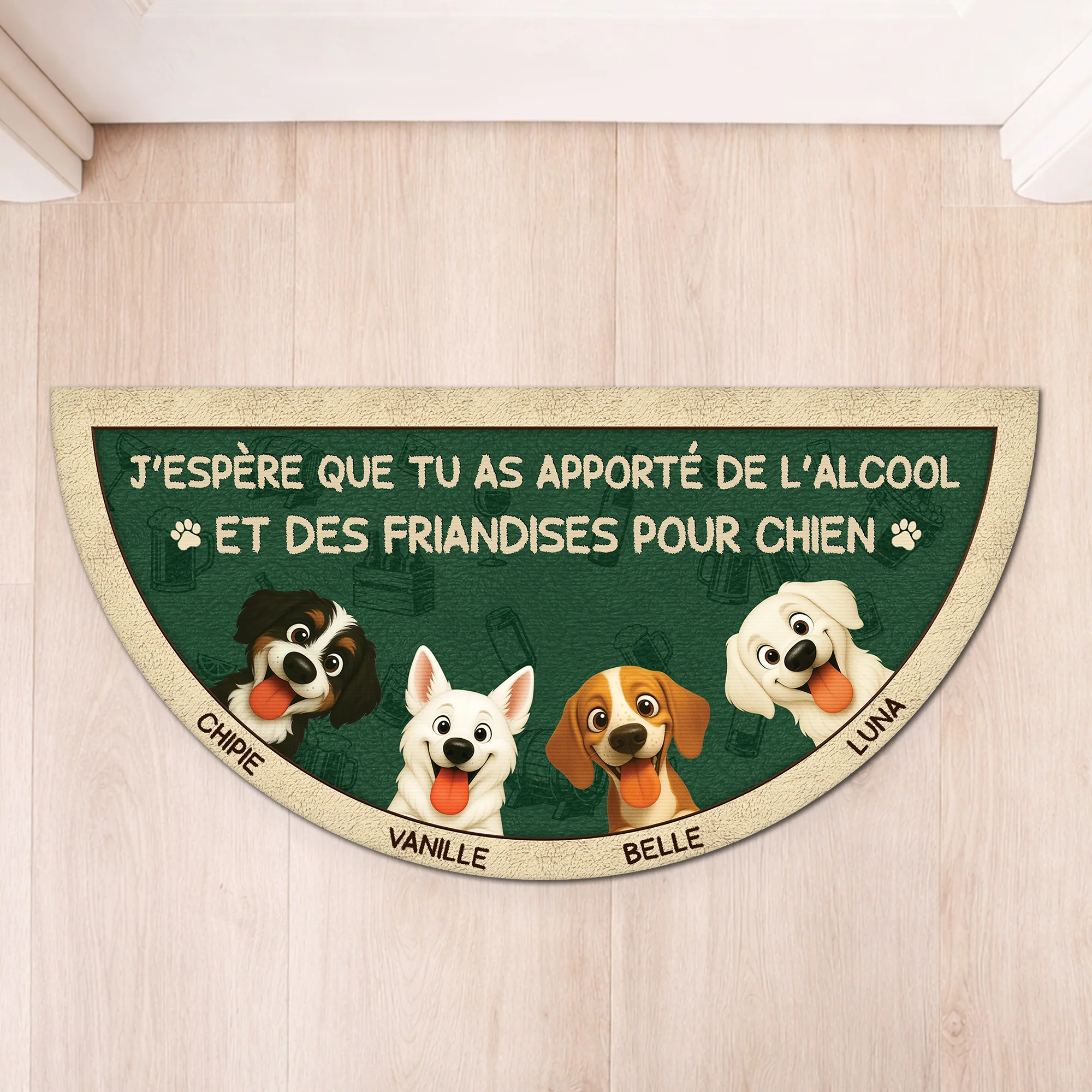 Paillasson Forme Originale Personnalisé Avec Chien - Alcool Et Des Friandises