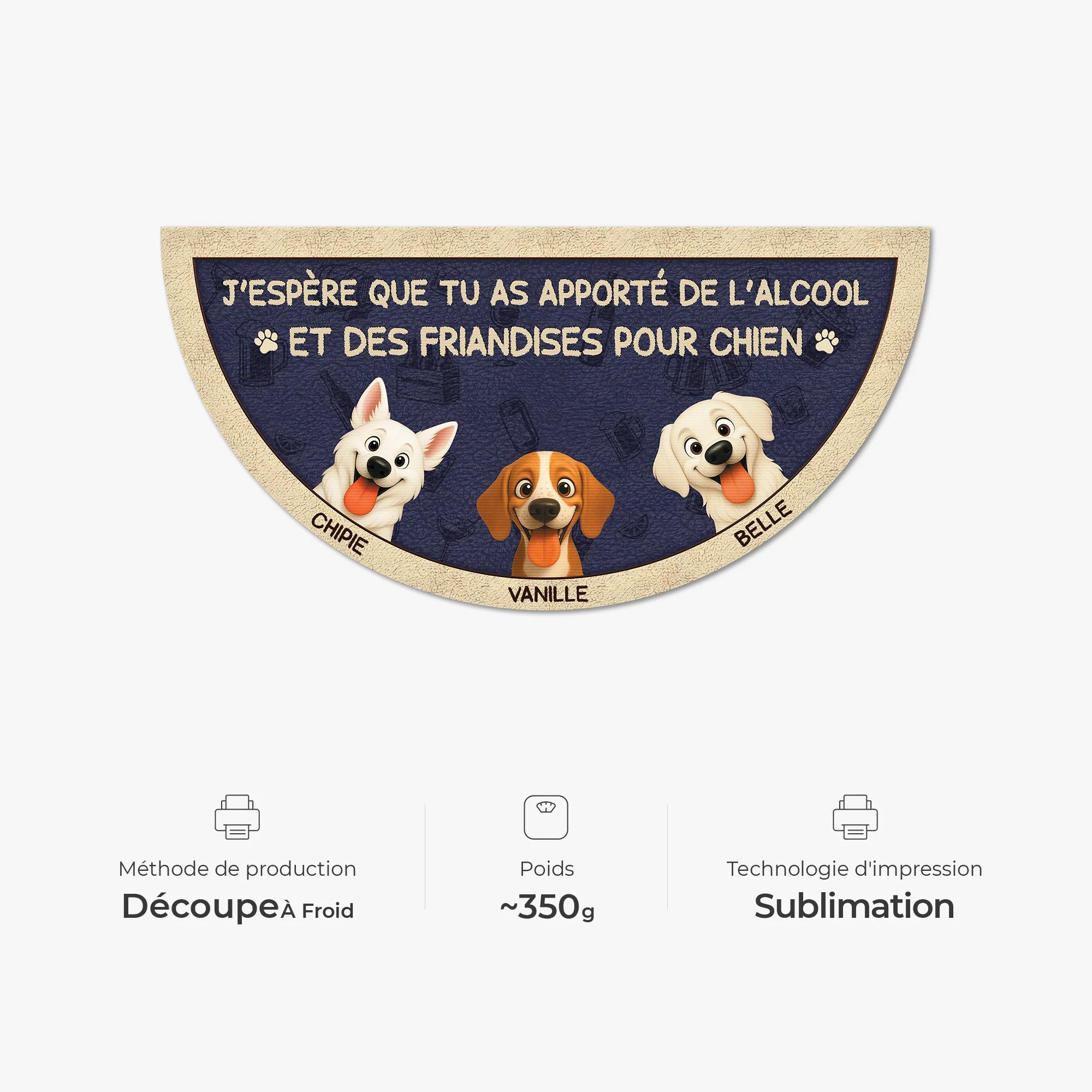 Paillasson Forme Originale Personnalisé Avec Chien - Alcool Et Des Friandises - Image 4