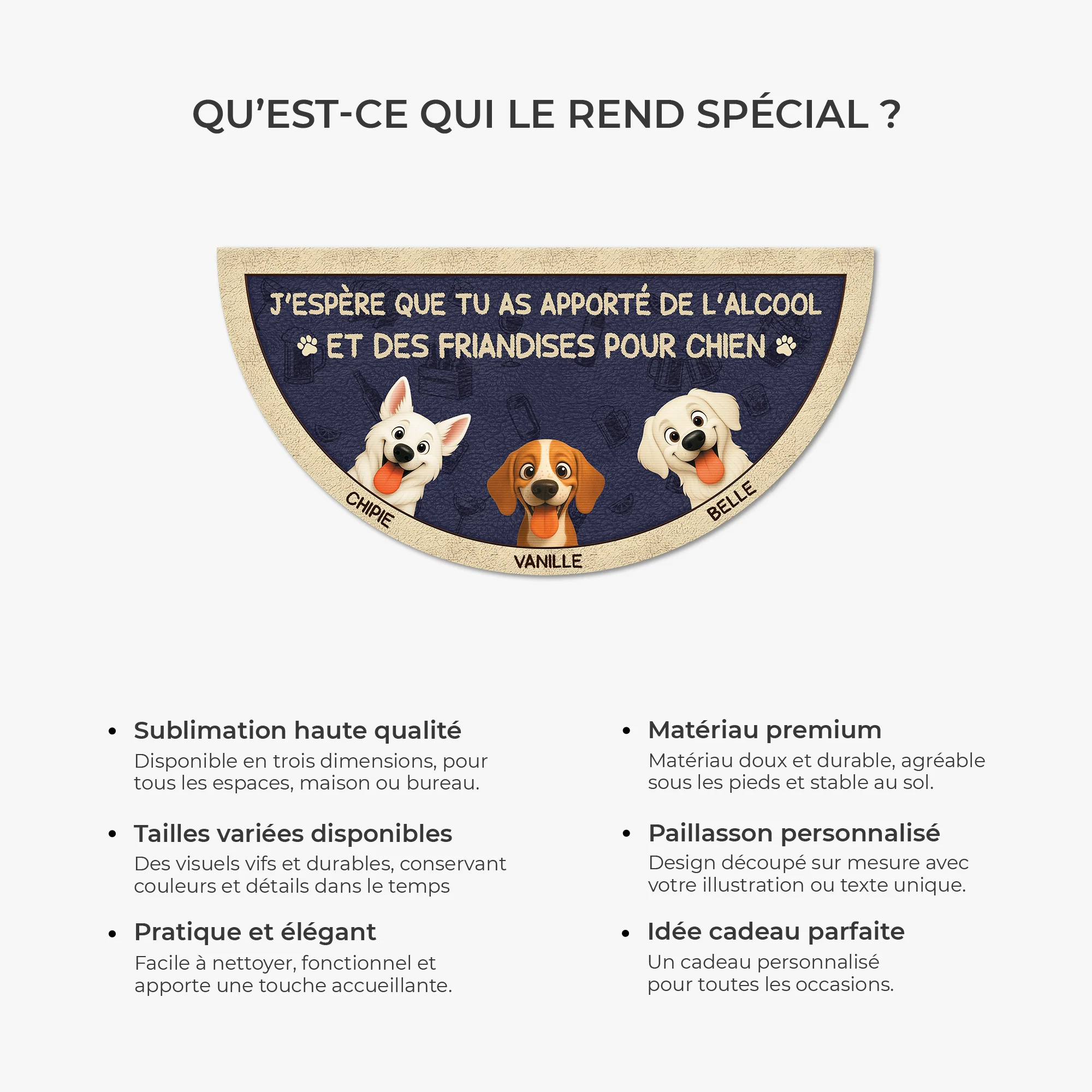 Paillasson Forme Originale Personnalisé Avec Chien - Alcool Et Des Friandises - Image 6
