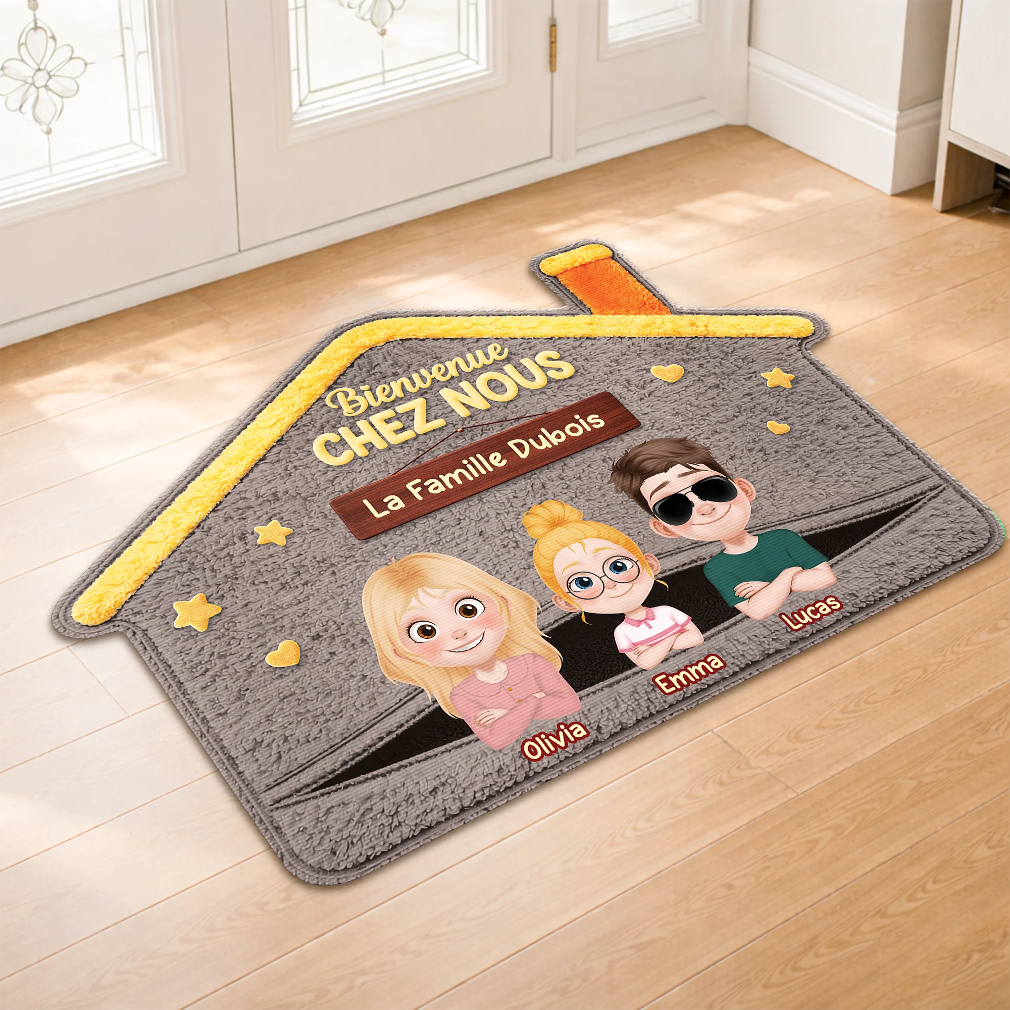 Paillasson Forme Originale Personnalisé - Bienvenue Cadeau Pour Papa Et Maman - Image 2