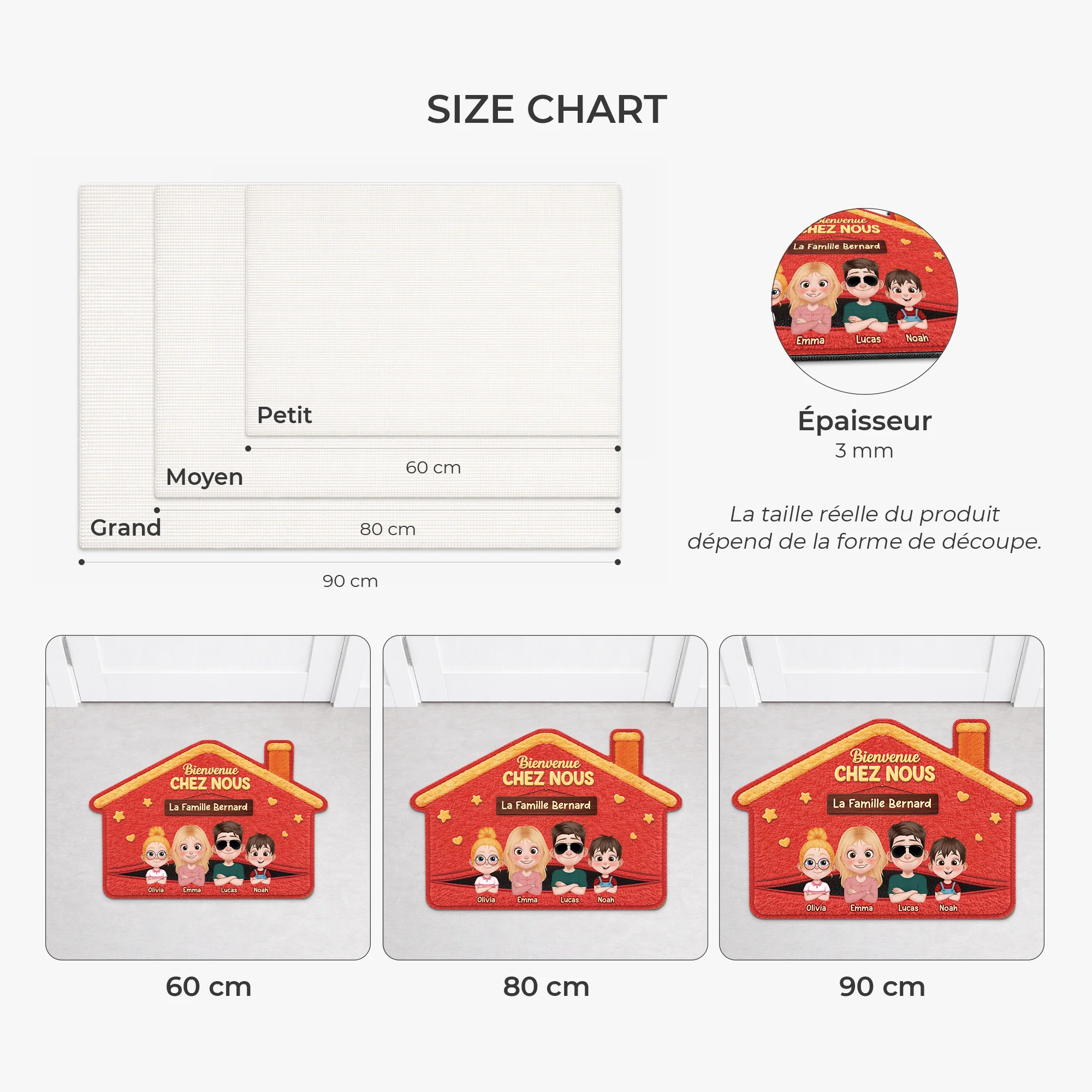 Paillasson Forme Originale Personnalisé - Bienvenue Cadeau Pour Papa Et Maman - Image 3