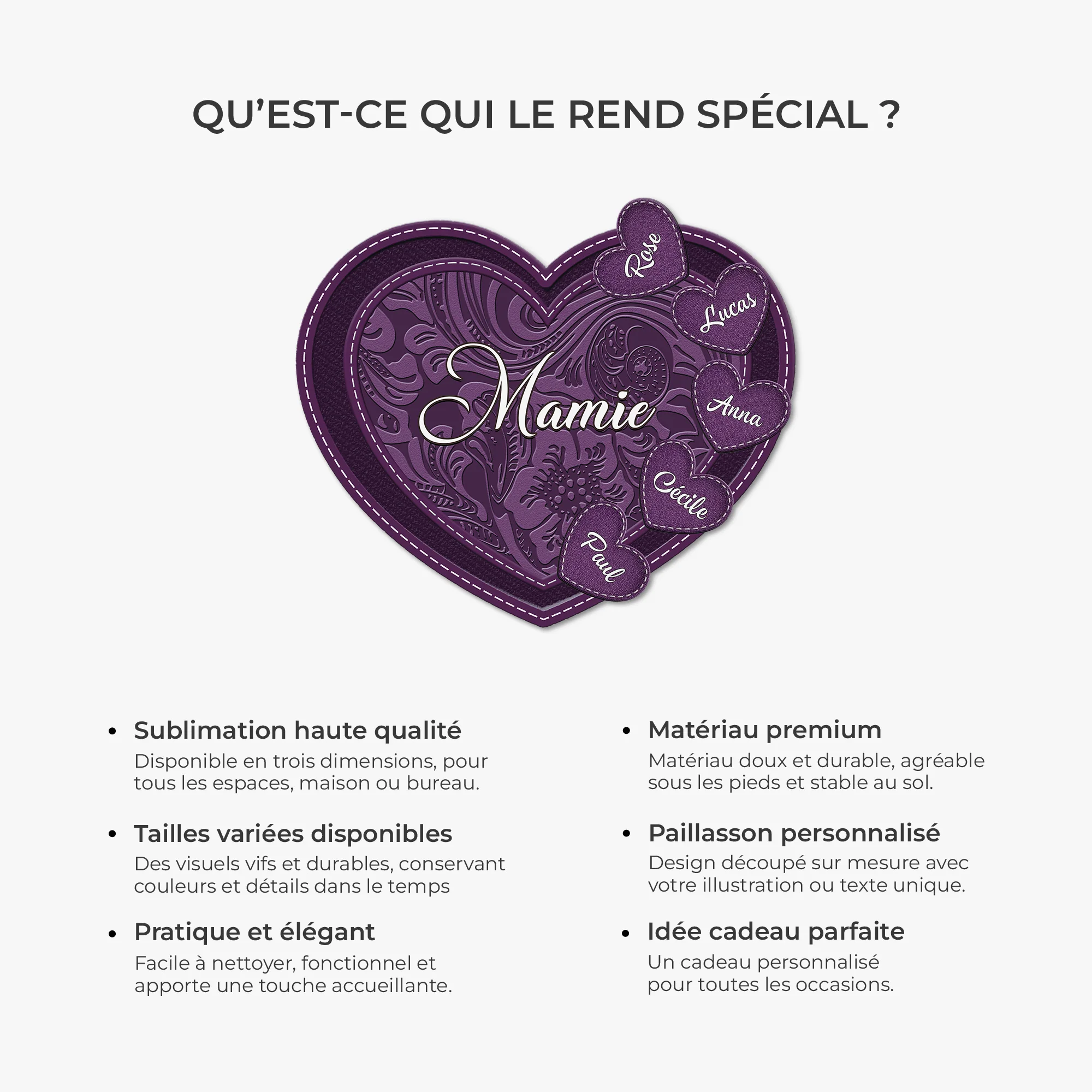 Paillasson Forme Originale Personnalisé - Cadeau Maman Mamie Avec Prénom - Image 6