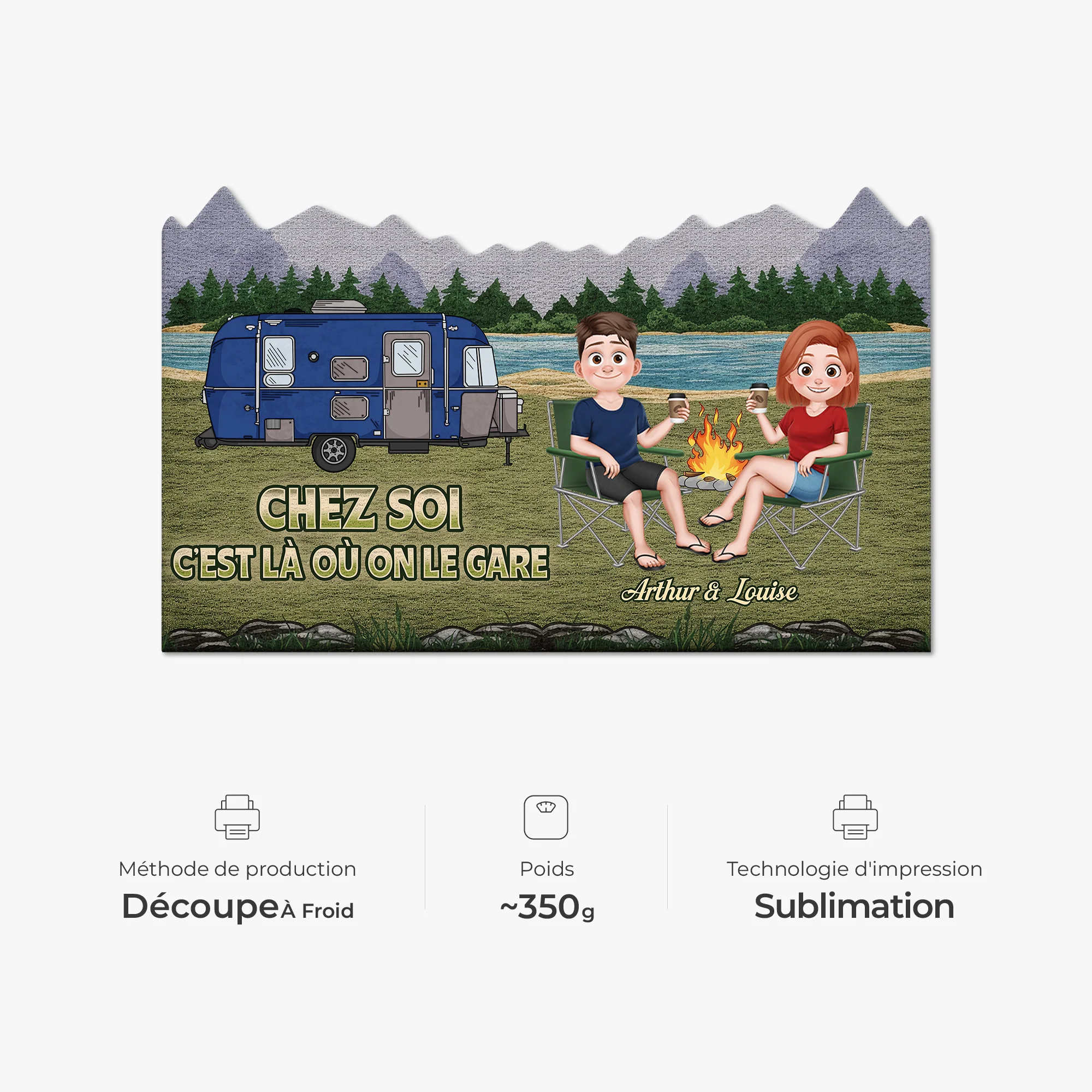 Paillasson Forme Originale Personnalisé - Chez Soi Cadeau Couple Camping - Image 4