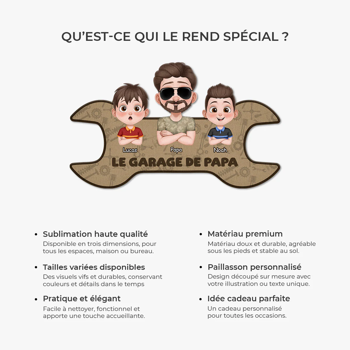 Paillasson À Personnaliser | Le Garage Papa Papy Forme Originale - Image 6