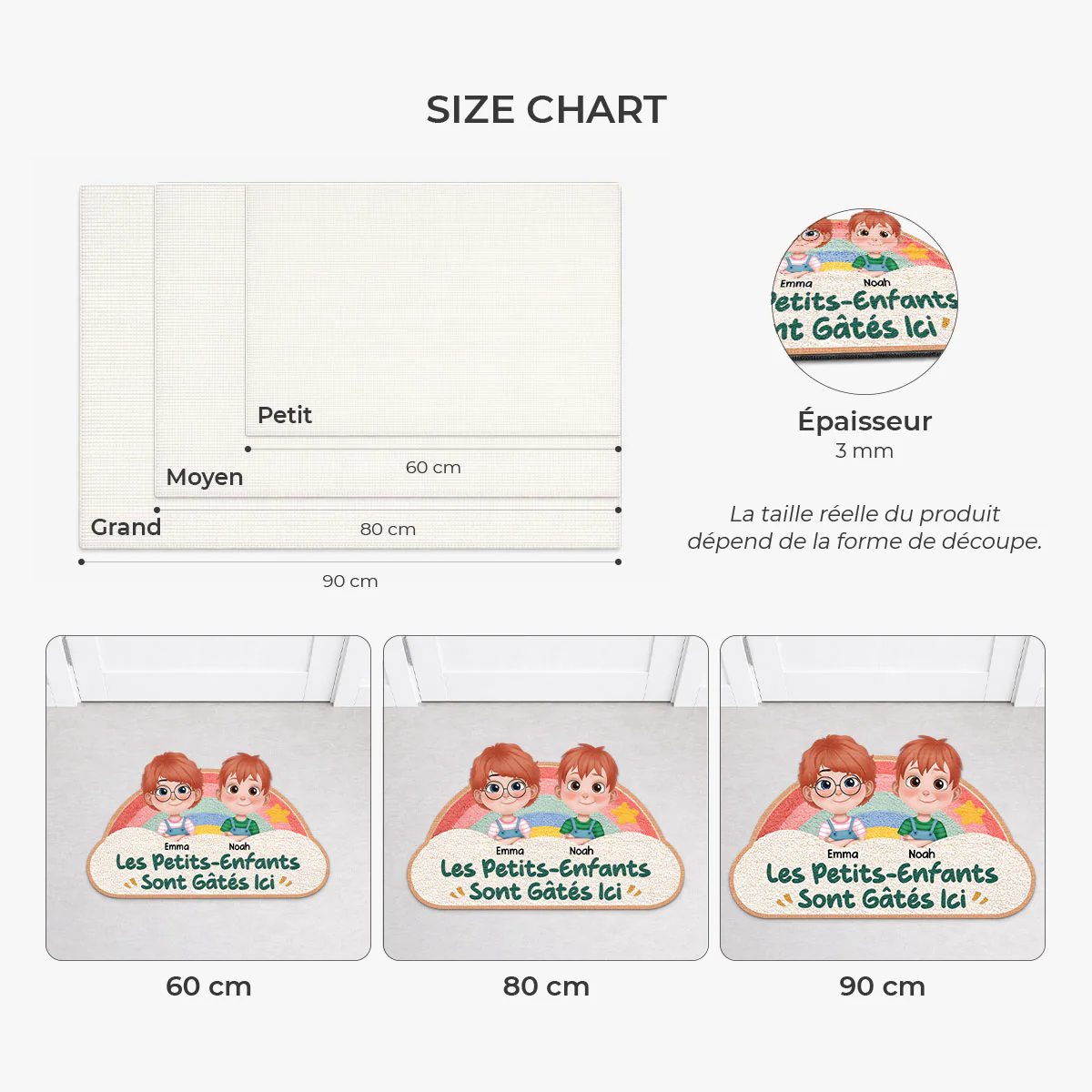 Paillasson Forme Originale Personnalisé - Petits-enfants Gâtés De Mamie Papy - Image 3