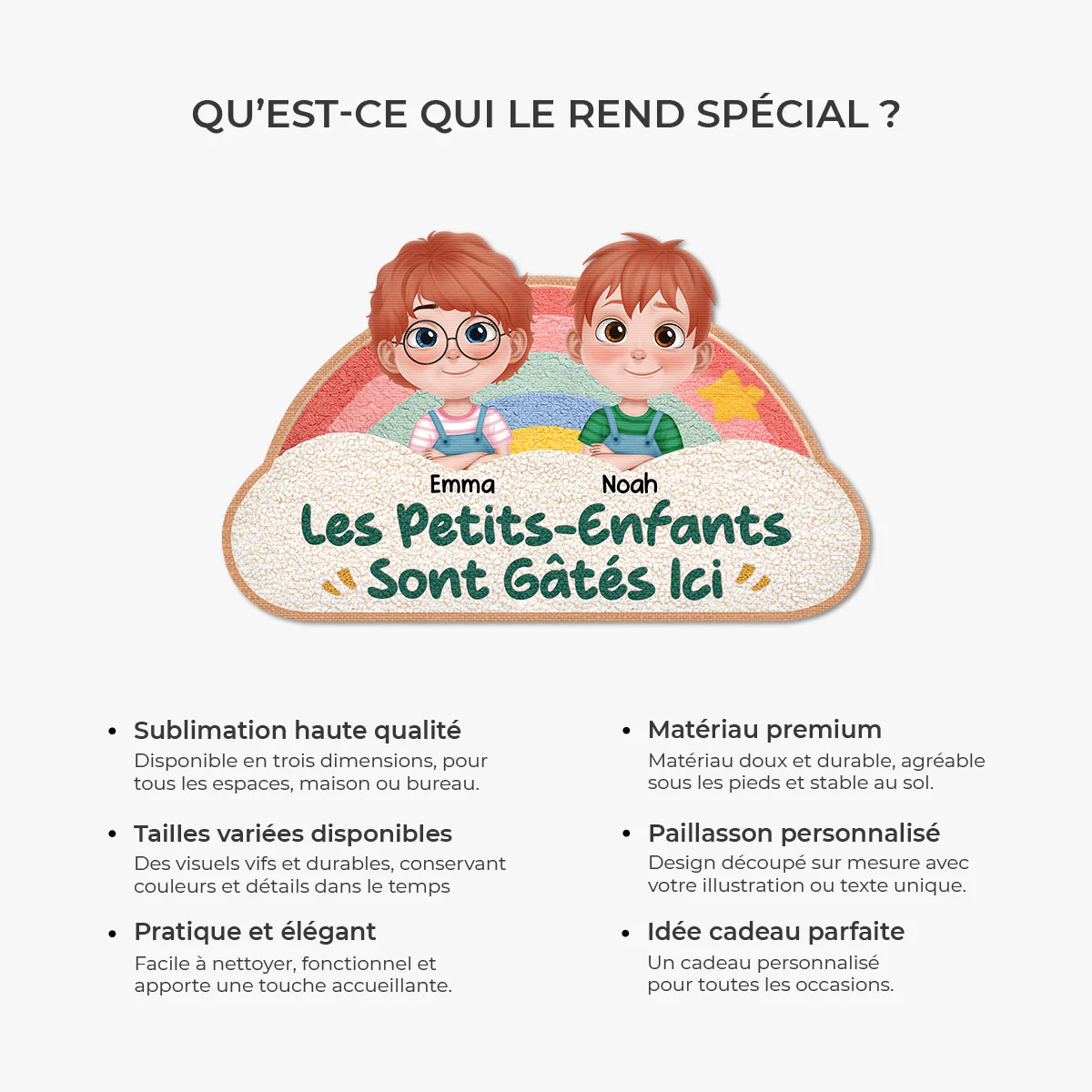 Paillasson Forme Originale Personnalisé - Petits-enfants Gâtés De Mamie Papy - Image 6