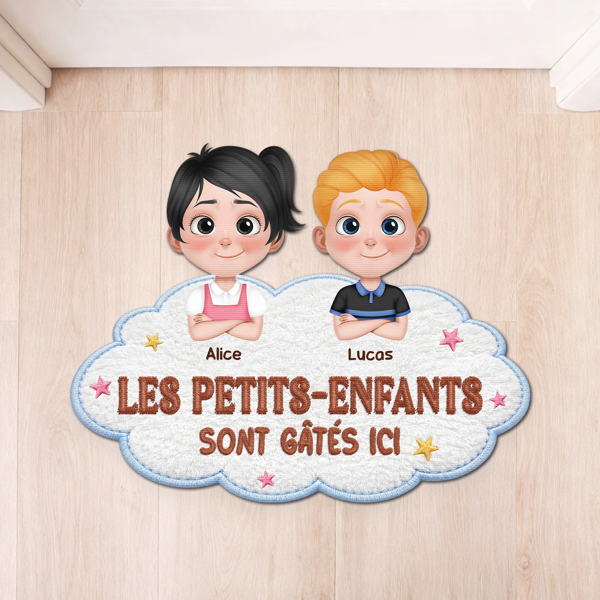 Paillasson Forme Originale Personnalisé Pour Mamie Papy - Petits-enfants Gâtés