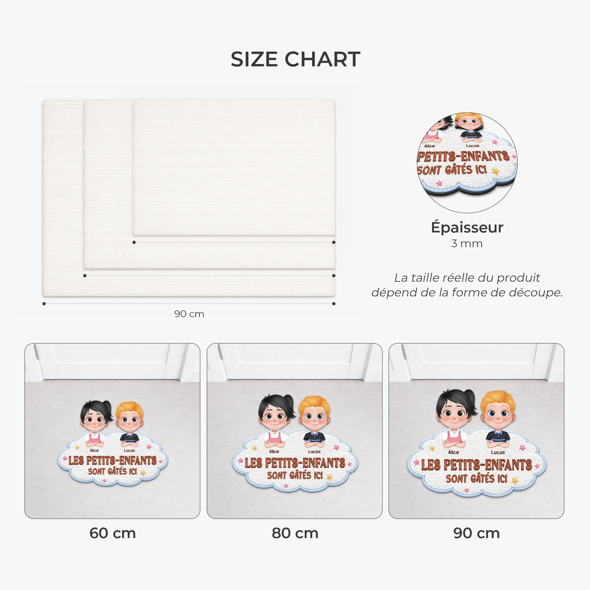 Paillasson Forme Originale Personnalisé Pour Mamie Papy - Petits-enfants Gâtés - Image 3