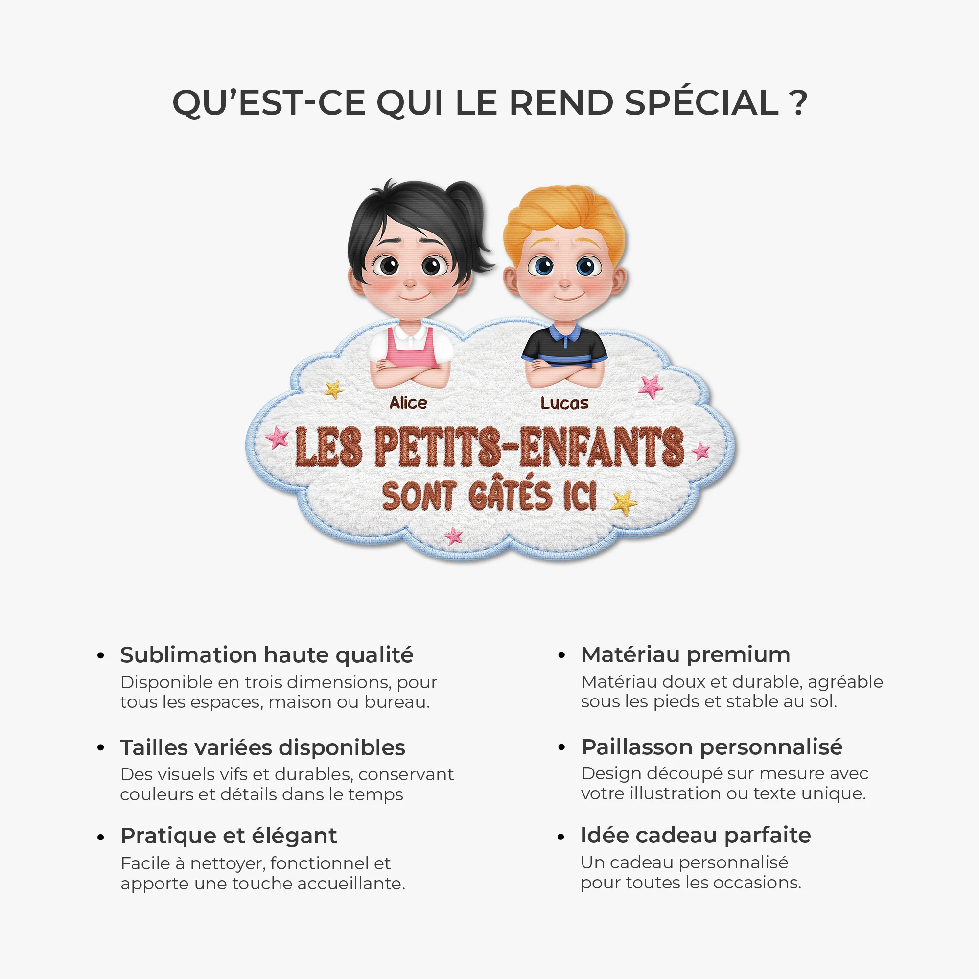 Paillasson Forme Originale Personnalisé Pour Mamie Papy - Petits-enfants Gâtés - Image 6