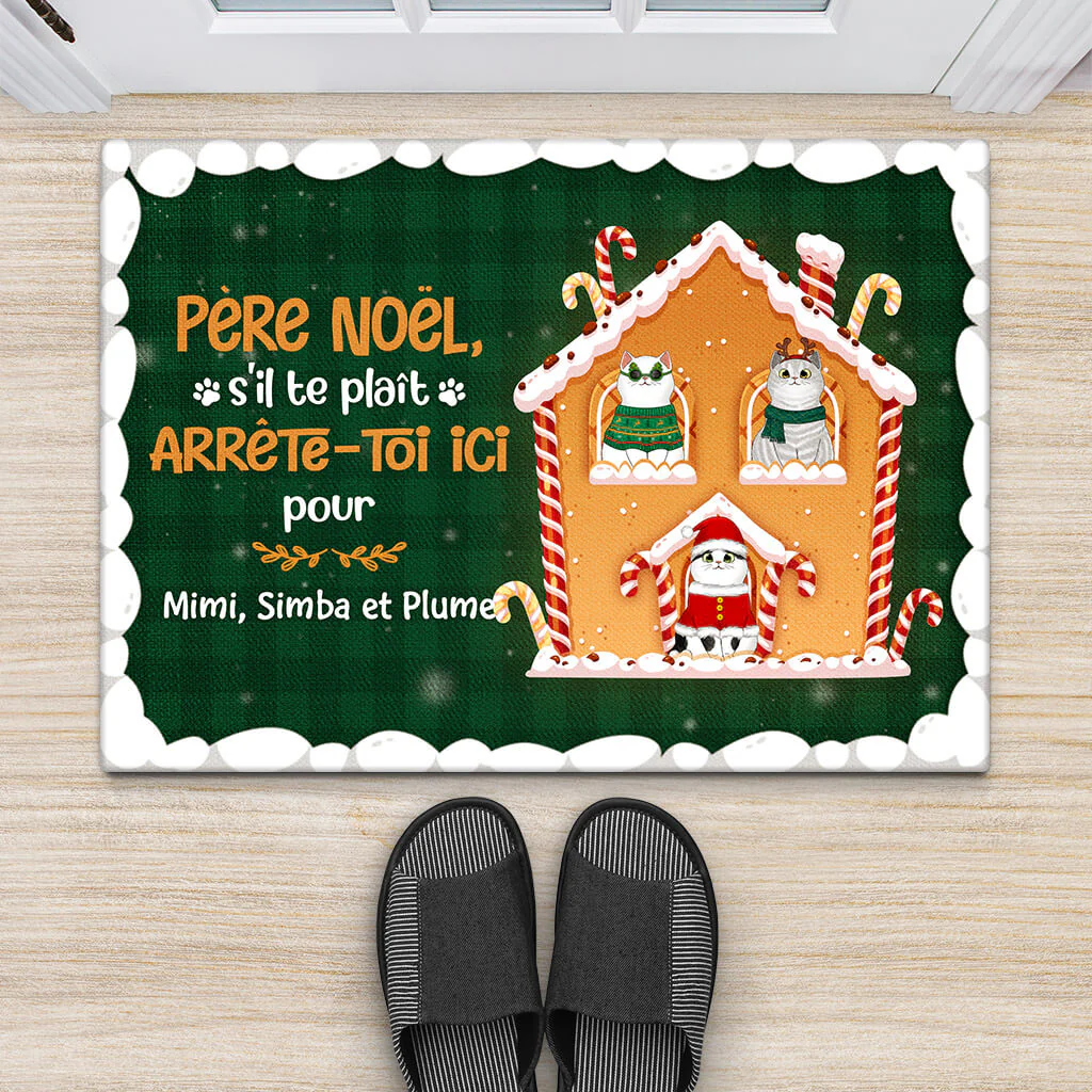 Paillasson Chat Personnalisé - Chat En Pere Noel - Image 2