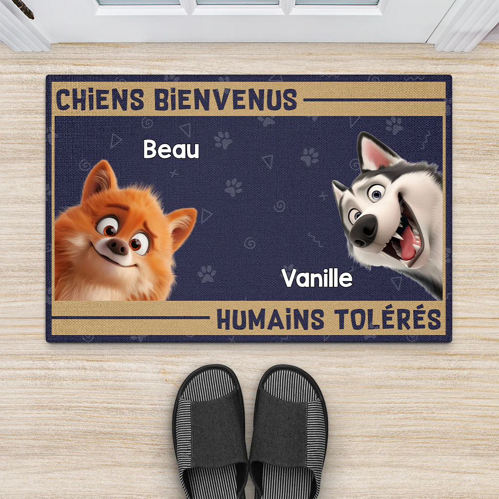 Tapis Chien Personnalisé – Chiens Bienvenus - Image 2