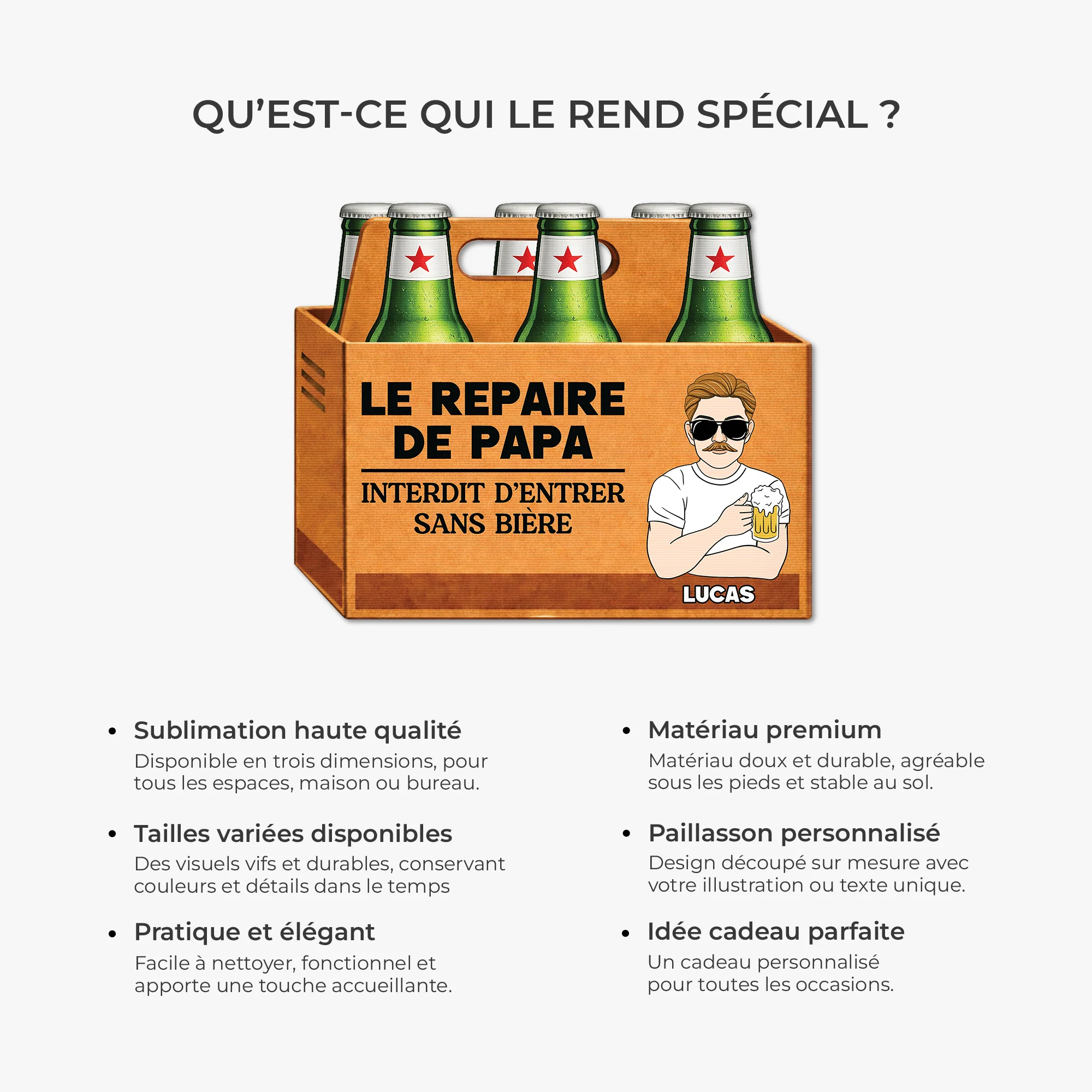 Paillasson Personnalisé Papa Bière À Forme Originale - Repaire De Papa Papi - Image 6