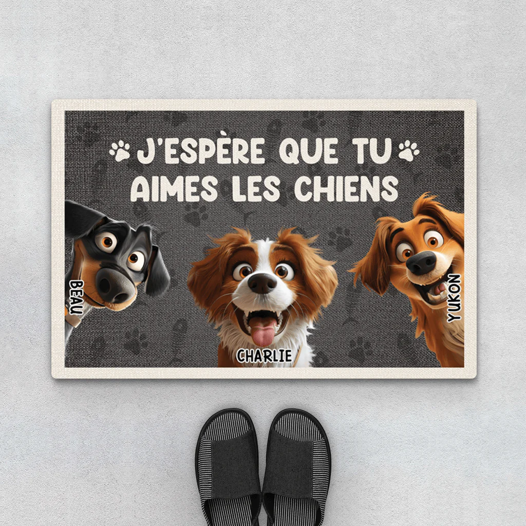 Paillasson Chien Personnalisé – J’espère Que Tu Aimes les Chiens - Cartoon