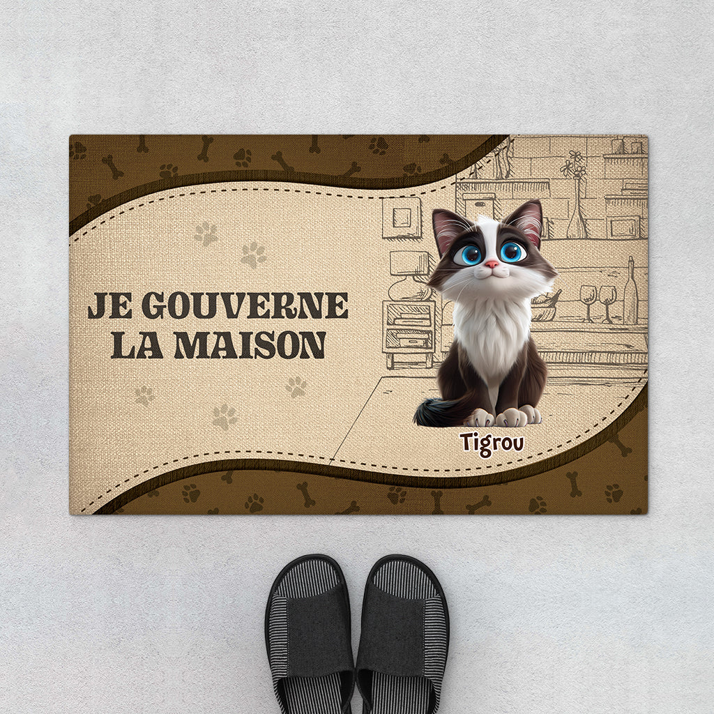 Paillasson Personnalisé Avec Chat - Nous Gouvernons La Maison