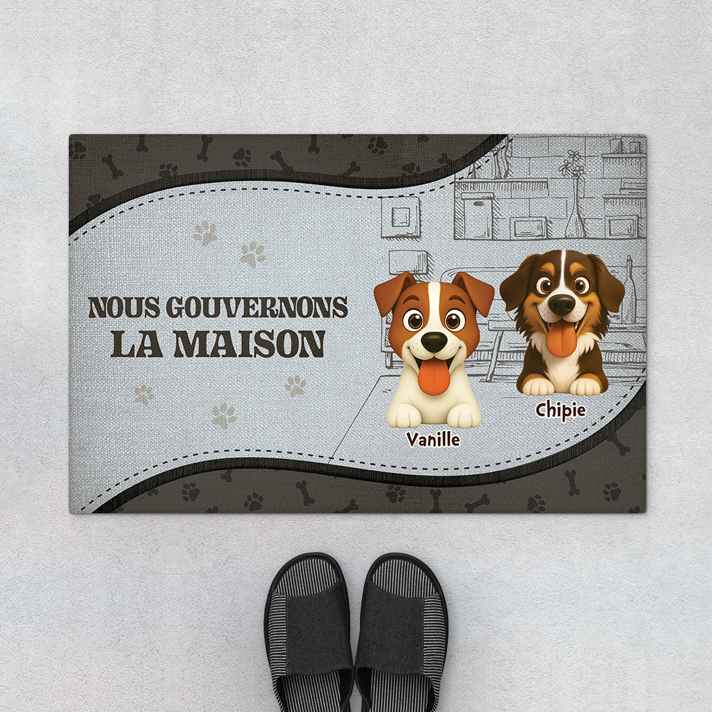 Paillasson Personnalisé Photo Chien – Nous Gouvernons la Maison