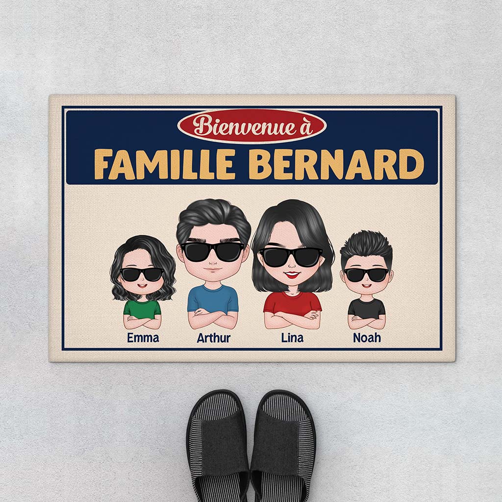 Paillasson personnalisé famille – Bienvenue à la famille (cool)