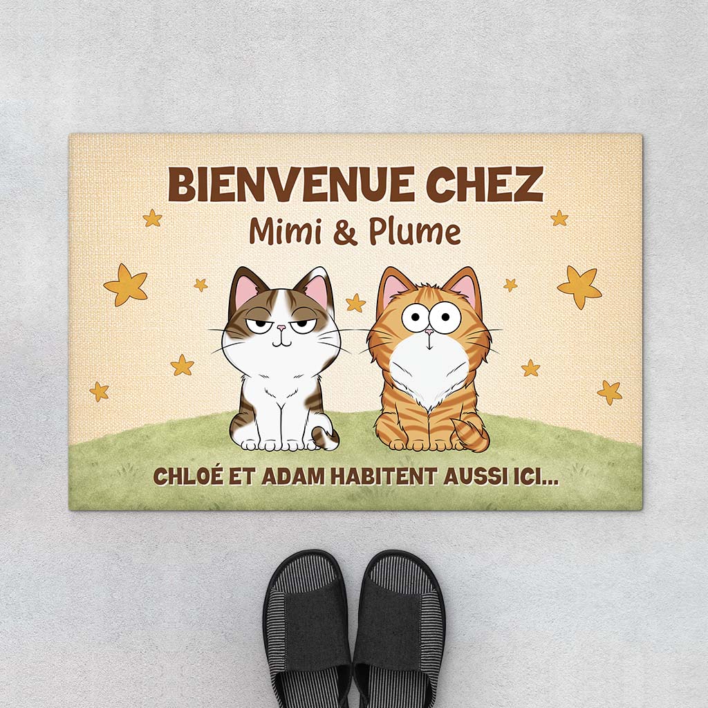 Paillasson Chat Personnalisé - Bienvenue Chez
