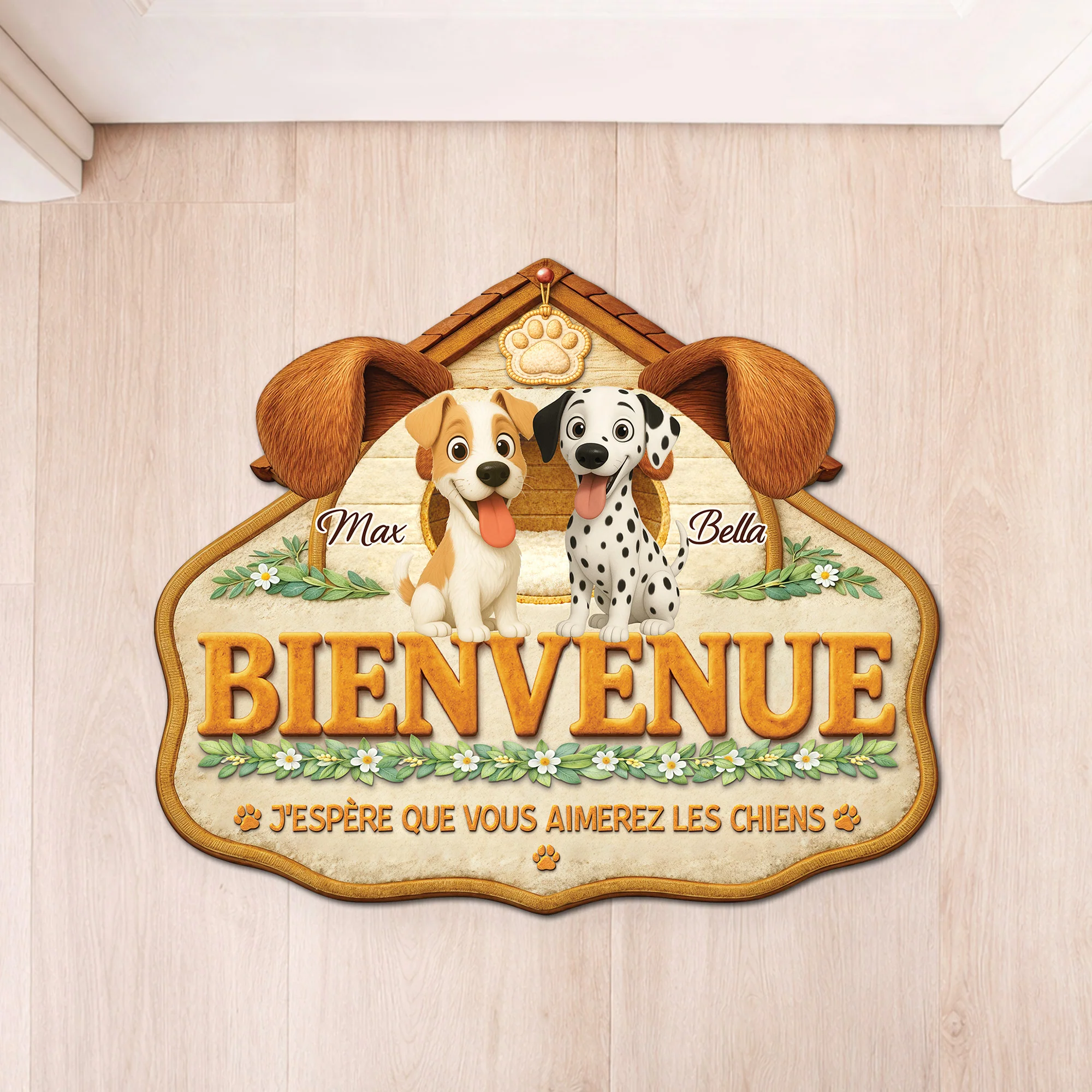 Personnalisés Paillasson | Chien Forme Originale Aimer Les Chiens