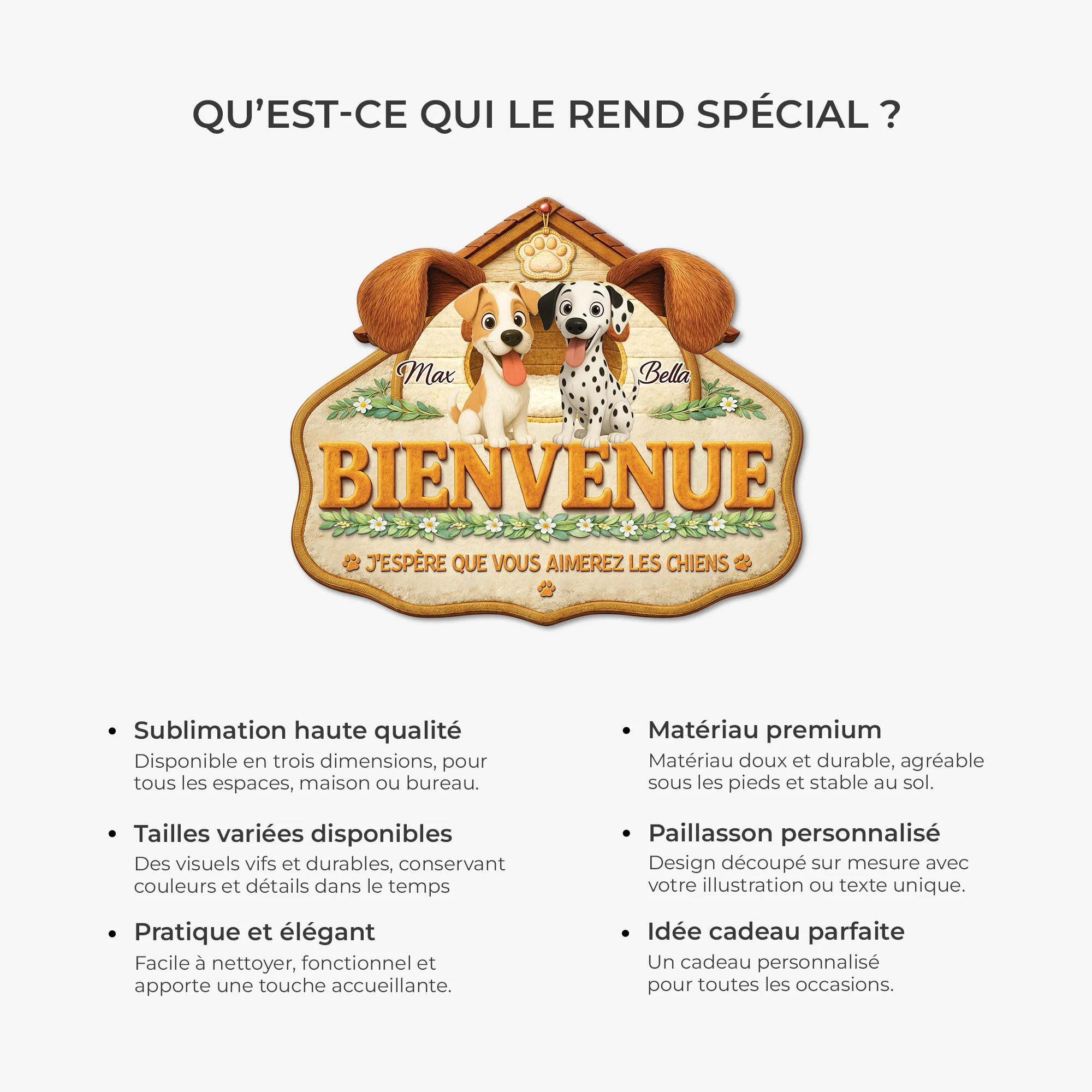 Personnalisés Paillasson | Chien Forme Originale Aimer Les Chiens - Image 6