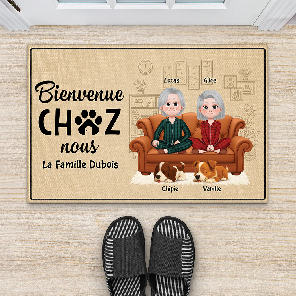 Paillasson Personnalisé Chien Avec Couple - Bienvenue Chez Nous - Image 2