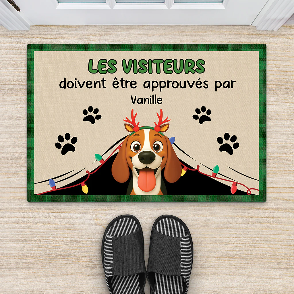 Paillasson Personnalisé Chien Noël - Visiteurs Doivent Être Approuvés Par - Image 2