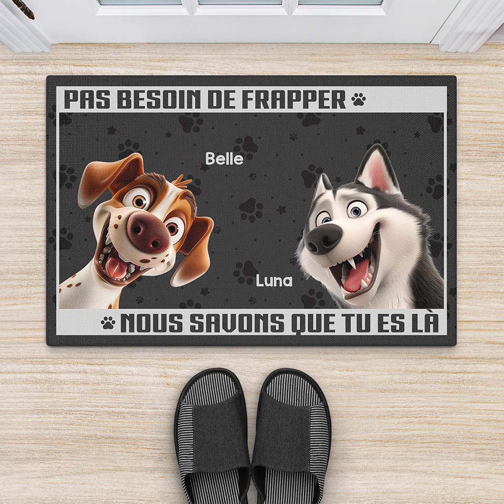 Tapis personnalisé chien – Pas besoin de frapper, j’aboie déjà ! - Image 2
