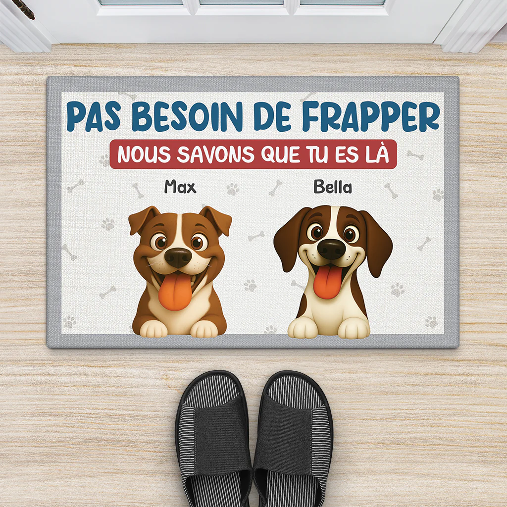 Tapis Chien Personnalisé - Pas Besoin De Frapper - Image 2