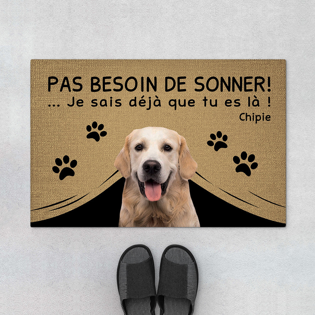 Paillasson Chien Personnalisé – Pas Besoin de Sonner