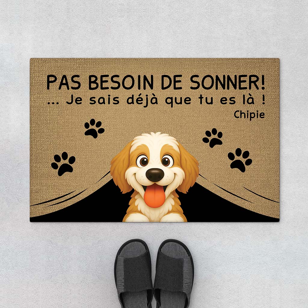 Tapis Chien Personnalisé – Pas Besoin de Sonner