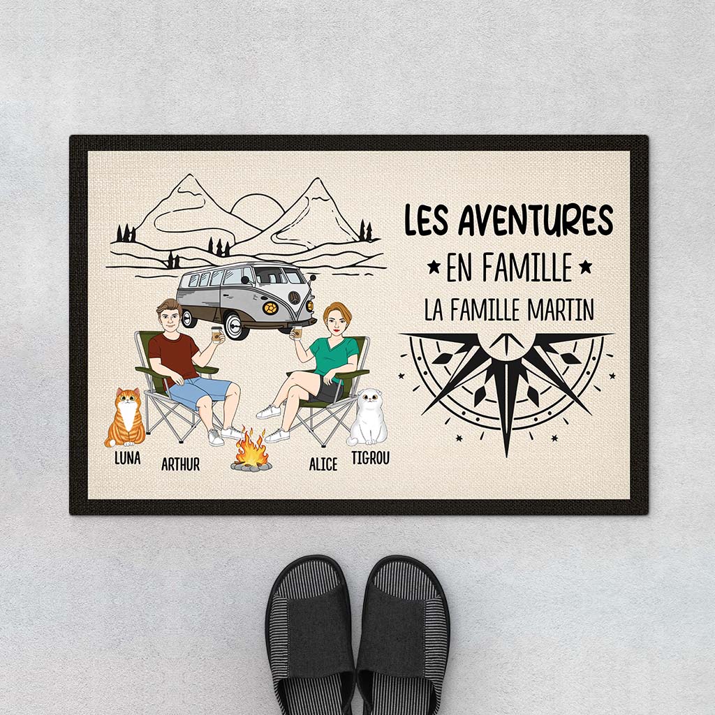 Tapis Personnalisé Chat Et Couple - Les Aventures En Famille