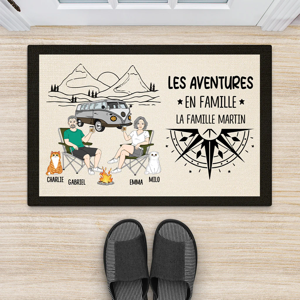 Tapis Personnalisé Chat Et Couple - Les Aventures En Famille - Image 2