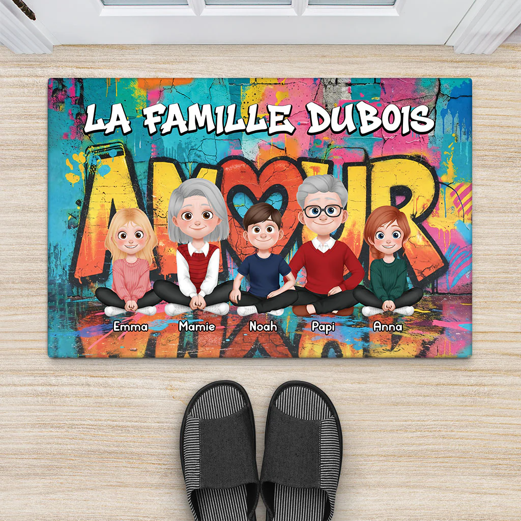 Paillasson Personnalisé Famille Et Animal - Cadeau Maison Notre Famille Ensemble - Image 2