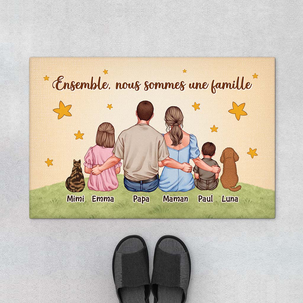 Paillasson Personnalisé Famille Et Animaux | Ensemble Sous Les Étoiles