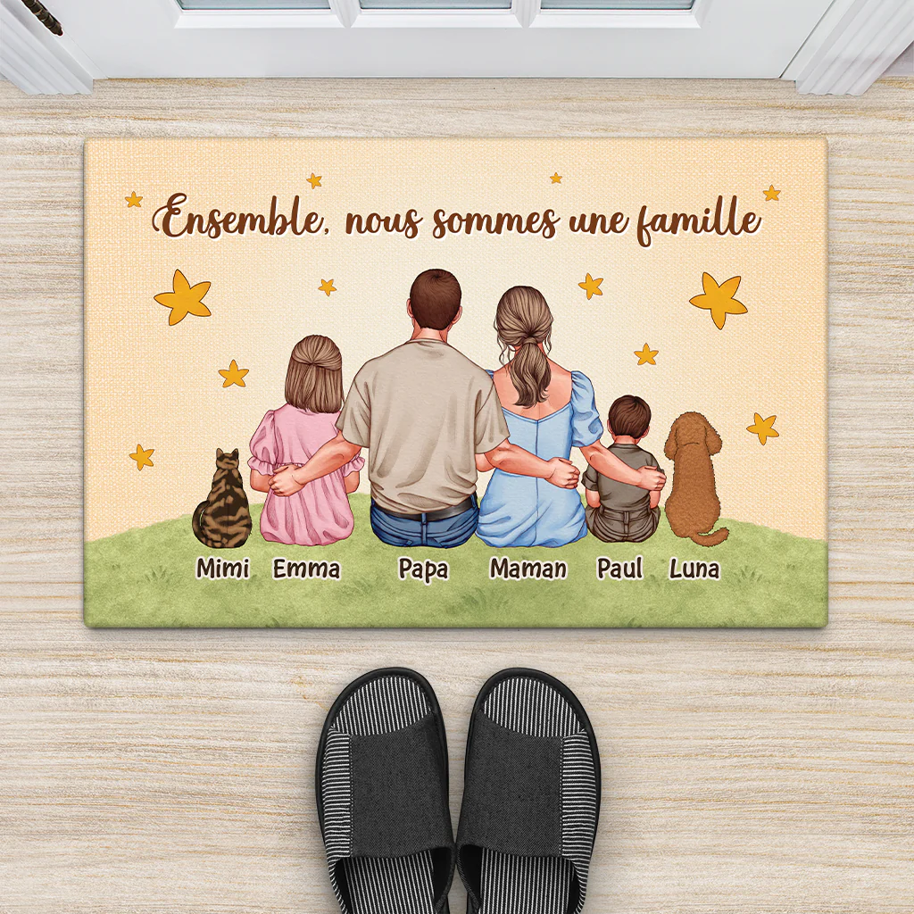 Paillasson Personnalisé Famille Et Animaux | Ensemble Sous Les Étoiles - Image 2
