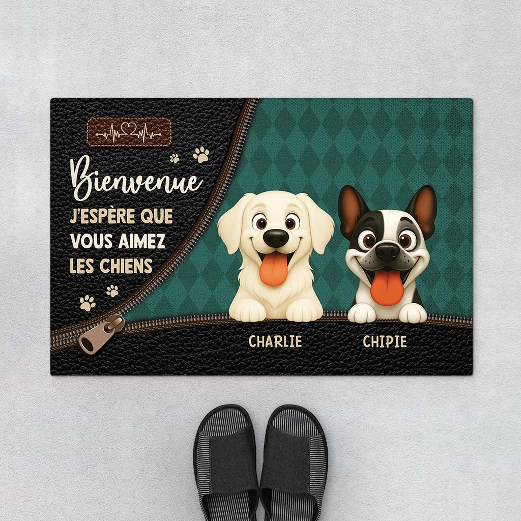 Paillasson Chien Personnalisé – J’espère Que Tu Aimes les Chiens