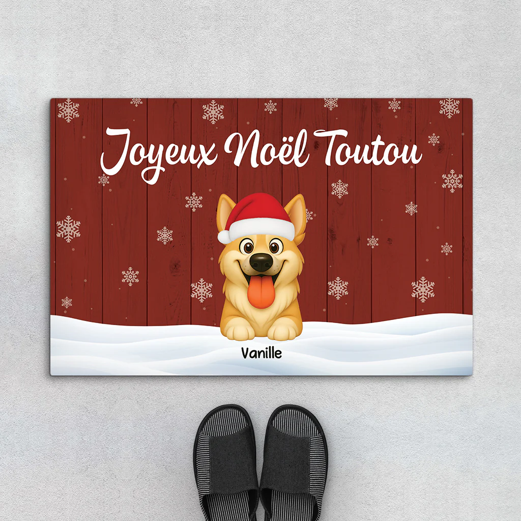Tapis d’Entrée Chien Personnalisé – Joyeux Noël