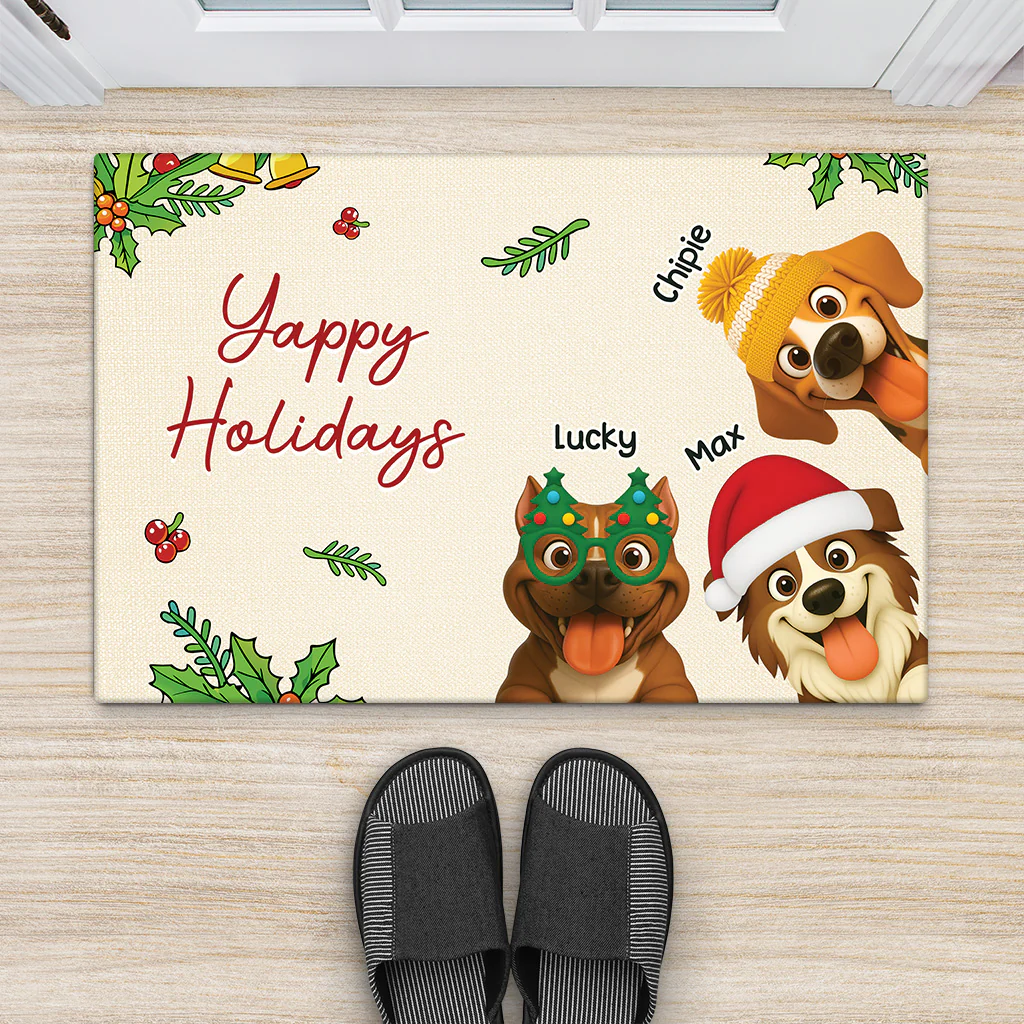 Paillasson Personnalisé - Joyeux Noël Des Chiens - Image 2