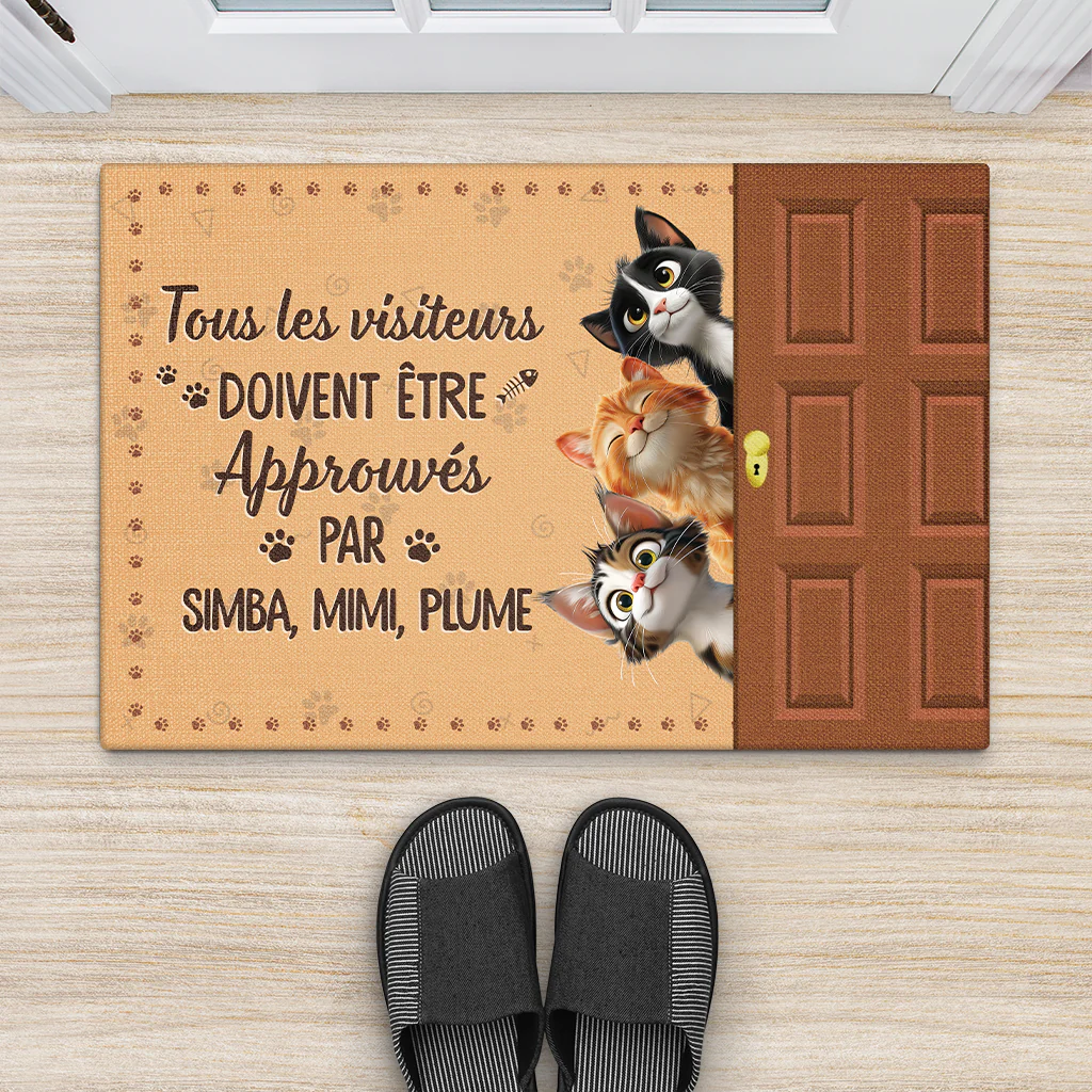 Paillasson Personnalisé Chat - Les Visiteurs Doivent Être Approuvés Par Les Chats - Image 2