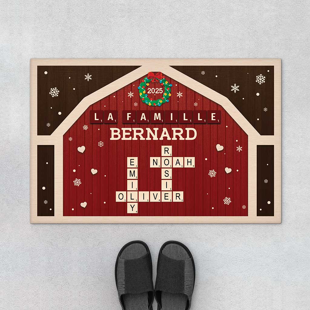 Paillasson Personnalisé Famille – La Famille Bernard | Noël Mot Croisé