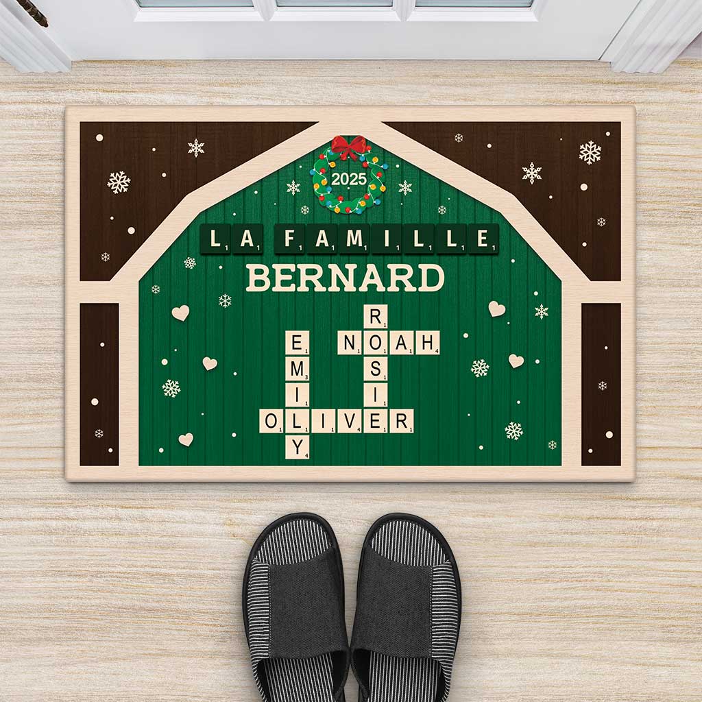 Paillasson Personnalisé Famille – La Famille Bernard | Noël Mot Croisé - Image 2