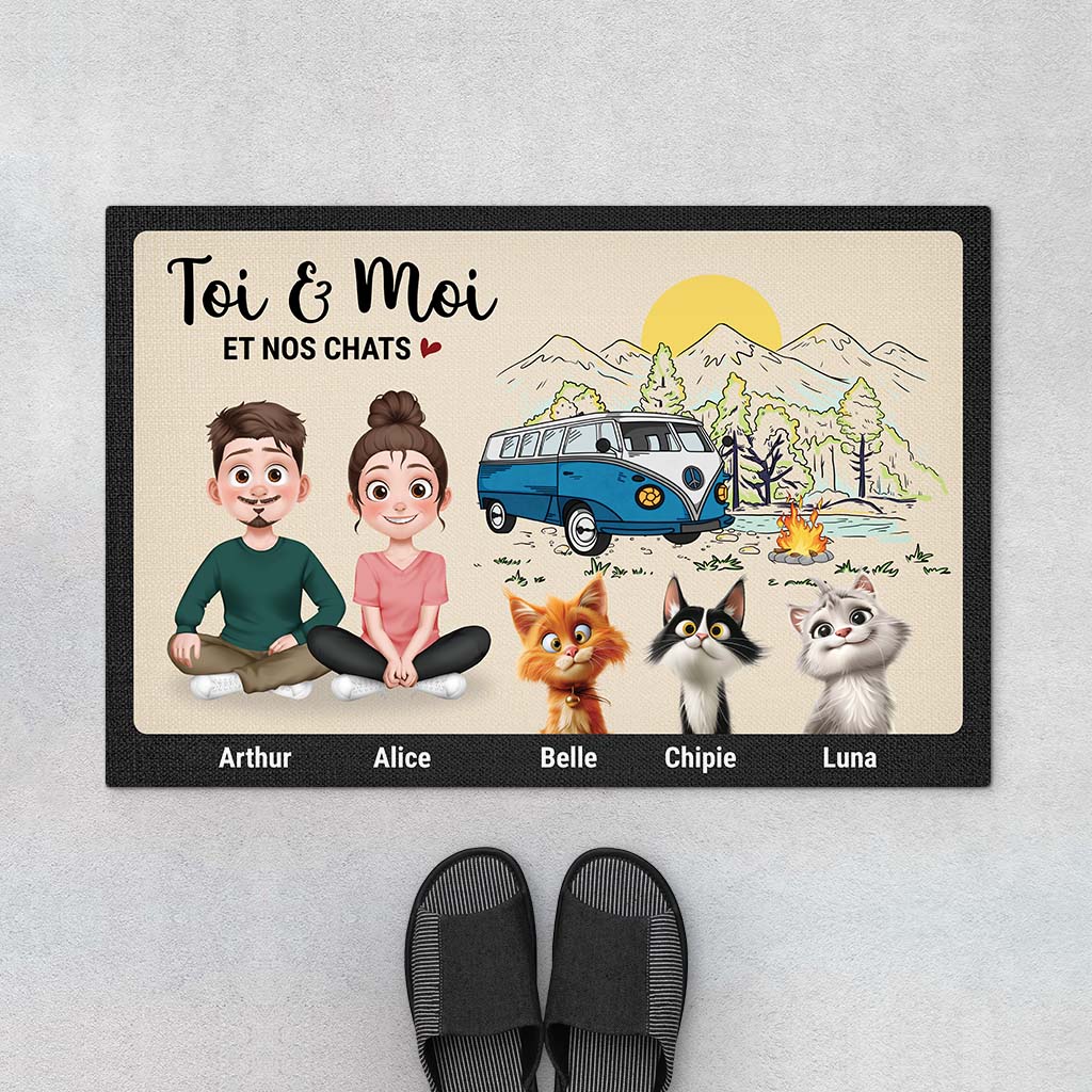 Paillasson Personnalisé Chat - Toi Et Moi Et Nos Chats - Version Camping