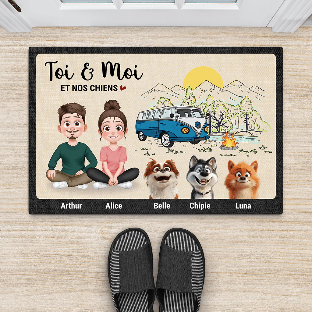 Paillasson Chien Personnalisé – Toi et Moi et Nos Chiens | Version Camping - Image 2