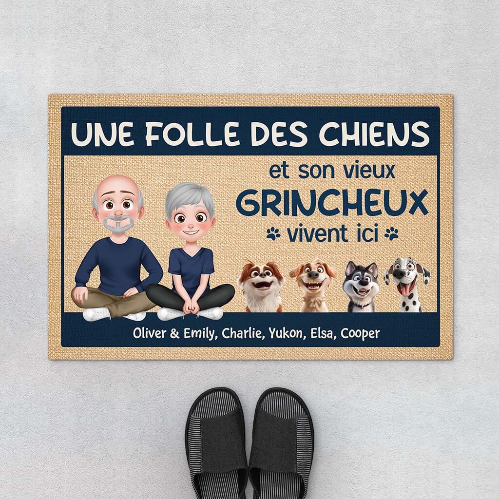 Paillasson Personnalisé Photo Chien – Une Folle Des Chiens Et Son Vieux Grincheux