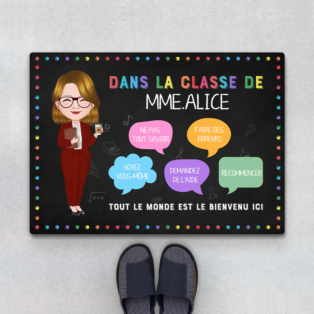 Paillasson Personnalisé - Recommencez Dans La Classe Personnalisé - Pour Maitresse