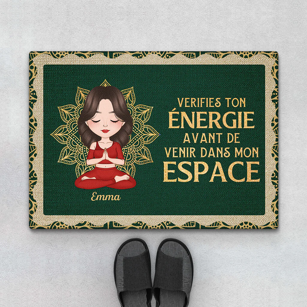 Paillasson Personnalisé Humour - Vérifiez Votre Niveau d'Énergie Avant De Venir Dans Mon Espace