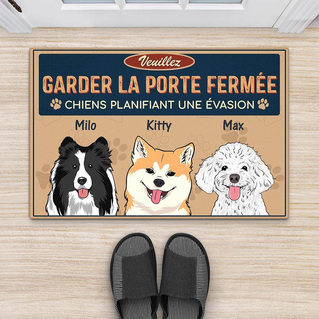 Paillasson Chien Personnalisé – Gardez la Porte Fermée - Image 2