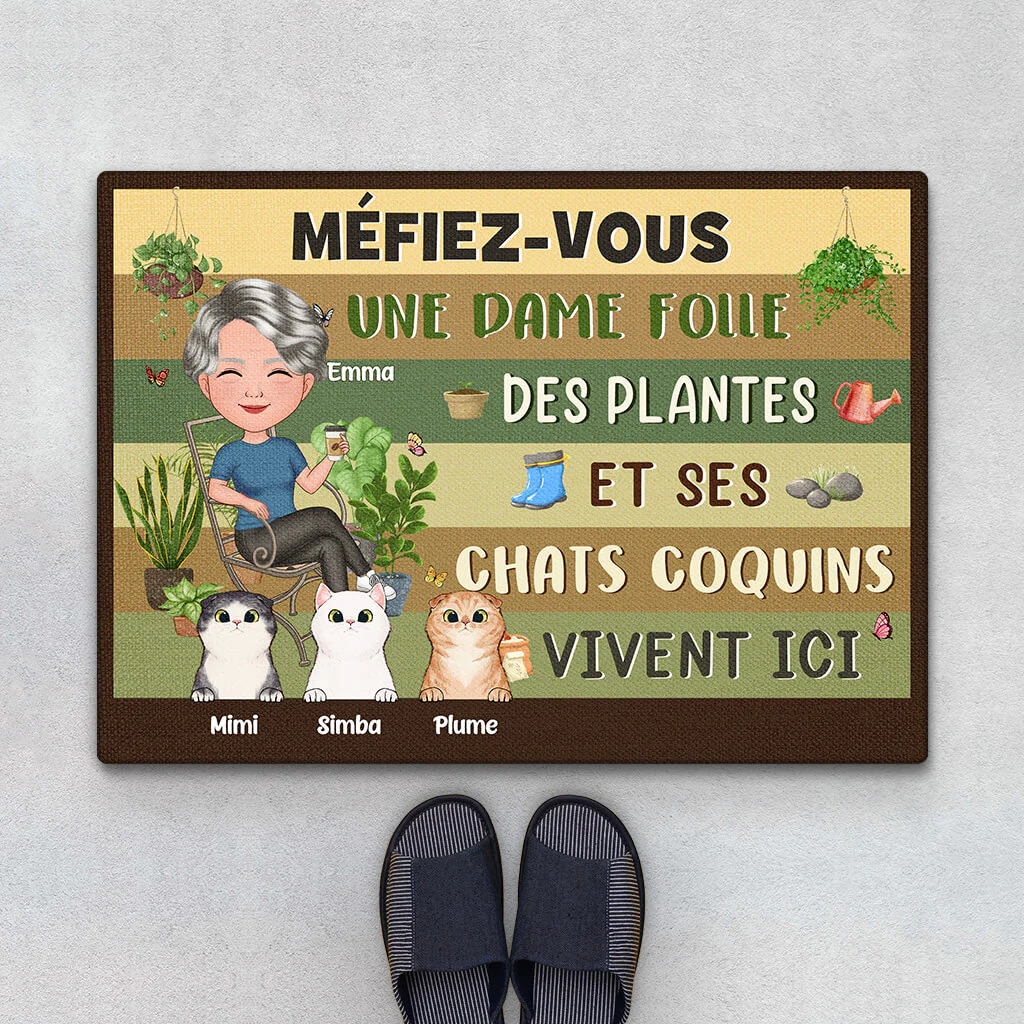 Paillasson Personnalisé Chat - Le Jardin Des Chats - Mamie/Maman Chat